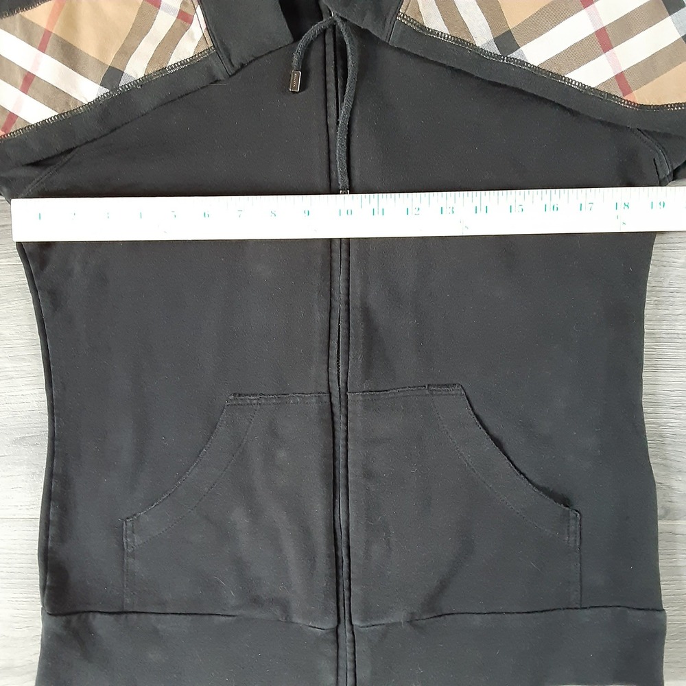 Burberry London Nova Check Zip Up Hoodie Elbow Patch Embroidered Logo RARE  Sz L - Picture 6 of 16